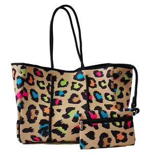 Borsa da spiaggia in Neoprene leopardato di colore borsa da viaggio da palestra borsa multiuso in Neoprene 10 pezzi lotto GA borsa da magazzino DOMIL1632