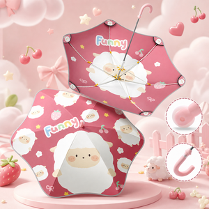Paraguas Infantil con Diseño de Dibujos Animados y Logotipo Personalizado, Mango con Anillo, Puntas de Seguridad Redondeadas Anti-Atrapamiento, Ligero, Regalos Promocionales Escolares y Comerciales - Product Image 1