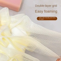 A0019 Boule de bain moussante rétractable double face en forme de fleur, douce pour la peau, serviette de savon pour salle de bain et toilettes