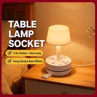 Lámpara de Escritorio LED Multifuncional con Regleta de Enchufes, 3 Tomas de Corriente, 3 Puertos USB, Luz Nocturna de Mesa, Cable de Extensión de 2m, Soporte para Teléfono