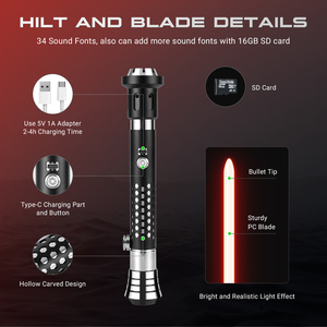 Sabre laser LGT Studio OEM Source Factory personnalisable de haute qualité avec LED RVB <span class=keywords><strong>Anakin</strong></span> <span class=keywords><strong>Skywalker</strong></span> Cosplay lumineux 92 cm rechargeable - Product Image 2