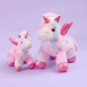 <span class=keywords><strong>Licorne</strong></span> en peluche avec fourrure dégradée rose-bleu rêveuse, étoiles brillantes et ailes scintillantes - Jouet doux pour filles, cadeau d'anniversaire - Product Image 3