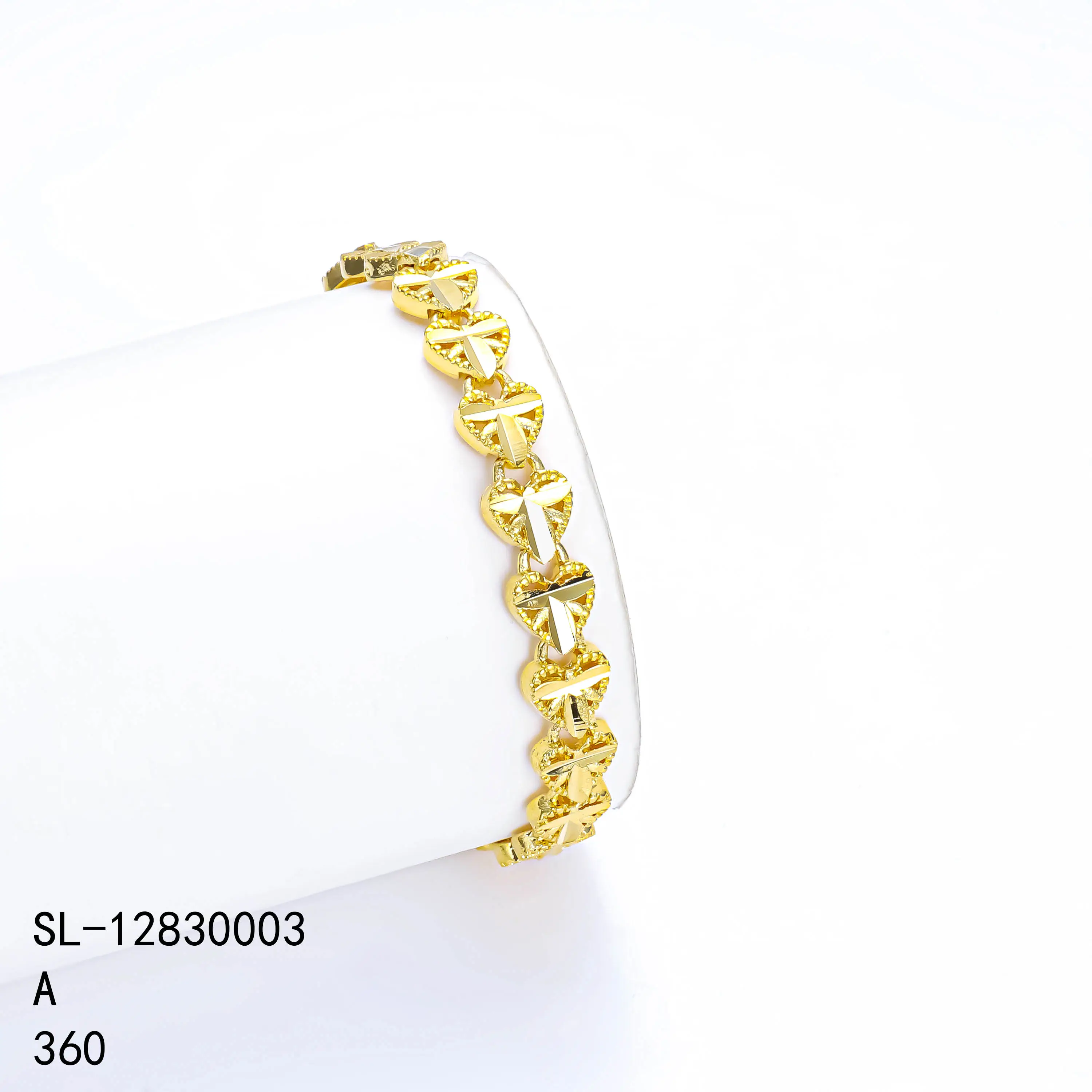 Wholesale CM jewelry classic Dubai Saudi woman 24k gold plated bangle heart watch chain creative hollow clasp chain bracelet