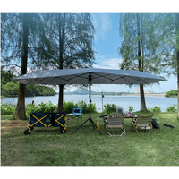 Tente de camping rétractable à double usage, résistante aux UV, imperméable, à installation rapide, avec cadre en fibre de verre Oxford, argentée, abri solaire, auvent de voiture