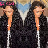 Peluca frontal de encaje HD de 40 pulgadas con densidad 250, cabello humano virgen brasileño, onda profunda, liso rizado, rizo Jerry, onda natural, 13x4