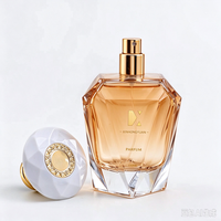 Flacon de parfum en verre à col serti de 100 ml, flacon vide à facettes avec pompe dorée et capuchon diamant