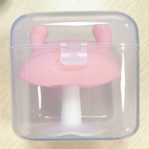 Factory Direct Sale Mushroom Shape Rubber Teether Silica Gel Food Grade Baby Silicon Teether With Box