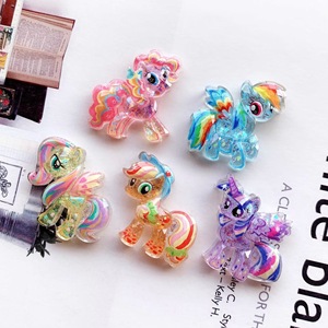 Cute <b>Sweet</b> Fidings Pony Colorful Glitter Resin Charms Cartoon Anime DIY Jewelry Making Supplies Kids Craft Accessories - Product Image 3
