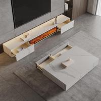 Meuble TV moderne italien avec cheminée électrique LED, flamme simulée, construction en bois massif, idéal pour appartement, meuble de sol