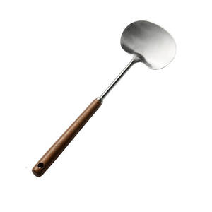 Mushroom Spatula Set 304 Stainless Steel Walnut Wood <b>Handle</b> Long Spoon Cooking Tool Kitchen Wok Utensil 2 Pieces - Product Image 2