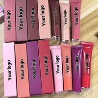 Cosmétiques, Huiles aromatisantes pour lèvres au peptide de chocolat végétalien, Pigment de couleur bonbon, Gloss à lèvres brun cerise, Marque privée
