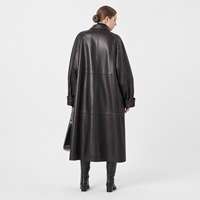 Manteau d'hiver décontracté unisexe de luxe en peau de mouton pleine fleur, coupe Balmacaan mi-longue, effet vieilli, coupe-vent