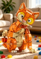 Kit de construction chat grimpant mignon, jouet éducatif pour enfants, modèle en plastique DIY personnalisable, objet de collection, cadeau, décoration