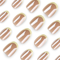 Накладные ногти Milky Nude с желтым френч-тепом, короткие, овальные, глянцевые, для повседневного использования, 4516