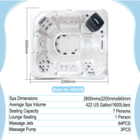 Baignoire Spa Balnéo de Massage Sunrans de Luxe, Jacuzzi Extérieur Économe en Énergie Balboa avec Systèmes d'Eau Salée pour 8 Personnes