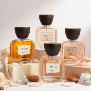 Aikun 100ml Small MOQ Fast Reply Custom Scent Sticker Logo OEM Bulk Square Glass Floral Perfume Cream <b>Box</b> Set for Gift Shop - Product Image 1