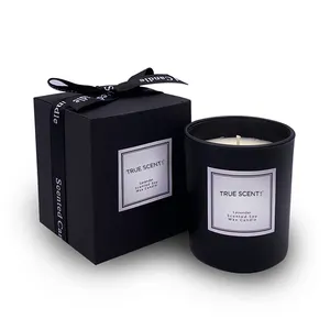 Premium Bergamot Jasmine Candle Highly Scented Candles for Home All Soy Candles Aromatherapy with Matte Black Glass Box