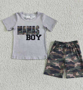 Longlv Conjuntos de Boutique para Niños Pequeños, Camiseta con Estampado de Perro, Pato y Ciervo con Pantalones Cortos de Camuflaje, Algodón/Seda de Leche/Algodón - Product Image 5