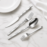 Ensemble de couverts modernes en acier inoxydable, cuillères, fourchettes, couteaux argentés, vaisselle de restaurant à bas prix, argenterie pour la maison et les fêtes