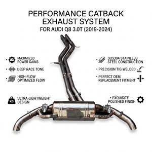 Sistema de Escape Catback con Válvulas Vortex SS304 para Audi Q8 3.0T 55TFSI EA839 V6 2019-2024, Ajuste Directo al Motor - Product Image 1