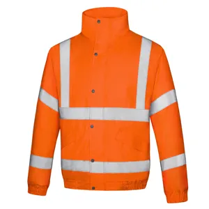 Protection roadway reflective safety clothing best selling item plus size normal visibility hood rain jacket with bottom pockets