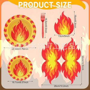 <b>Fire</b> Truck Flames Disposable Paper Plates Napkins Forks Party Supplies Kids Birthday <b>Fire</b> Theme 10 <b>7</b>-Inch 10 9-Inch 20 Napkins - Product Image 3
