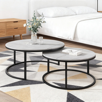 Table basse gigogne pour balcon avec tiroir dissimulé, base en métal annulaire, résistante à la chaleur, pour servir le thé