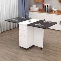 Table à manger rectangulaire économique convertible de style mid-century, en bois, pliable, étanche, avec plateau en roche, 4 tiroirs, durable, assemblée