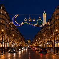 Lumière LED extérieure étanche à cadre métallique, en forme de minaret de mosquée et de croissant de lune, pour la décoration du Ramadan, pour éclairage de rue et d'avenue