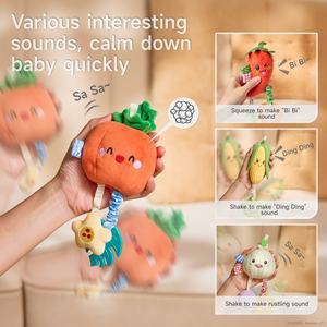 Tumama enfants cadeau jouets apaisants citrouille légumes hochets en peluche ensembles de dentition suspendus aux bébés berceau poussettes activité Mobile - Product Image 5