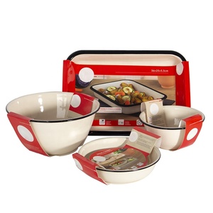 WUJO Fabricant <span class=keywords><strong>de</strong></span> vaisselle en émail <span class=keywords><strong>de</strong></span> cuisine blanc avec plateau <span class=keywords><strong>de</strong></span> <span class=keywords><strong>cuisson</strong></span> en émail/bol en émail/assiette profonde en émail pour mélanger la salade et le dîner - Product Image 1