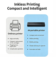 Imprimante portable A4 sans encre, impression avec papier thermique, imprimante sans fil Bluetooth pour téléphone/tablette/PC