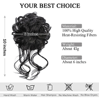 Extensiones de moño de pelo sintético rizado elástico para mujer, moño despeinado desordenado con accesorio de banda de goma y banda de cola de caballo