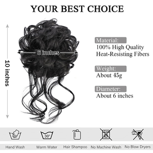 Chignon Bouclé Élastique Effet Coiffé-Décoiffé pour Femme, Extensions de Cheveux Synthétiques avec Bande Élastique et Attache Queue de Cheval - Product Image 2