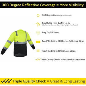 Diseño ligero Tela transpirable Trabajo de <span class=keywords><strong>alta</strong></span> <span class=keywords><strong>visibilidad</strong></span> Seguridad reflectante Camisetas <span class=keywords><strong>Polo</strong></span> de manga larga - Product Image 3