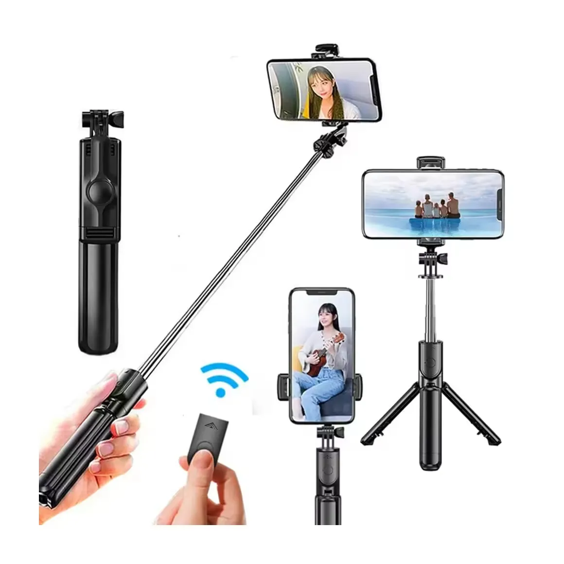 Tripé universal para selfie, bastão telescópico multifuncional, portátil, estável e anti-vibração, ideal para selfies, mais vendido