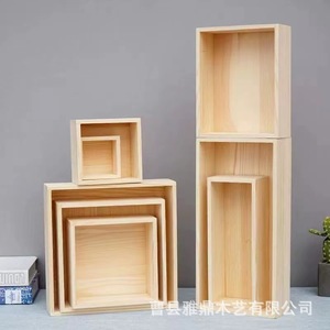 Square Wooden Storage <b>Box</b> Solid Wood Lidless Desktop Organizer For Candy Wedding Favor General Packaging - Product Image 2