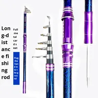 Canne à pêche télescopique en fibre de verre en gros, ensemble de cannes à pêche pour fond de rivière, longue portée, 5 sections, super dureté, tonalité 2-4m, équipement de pêche