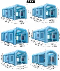 Tienda de campaña de pulverización inflable portátil de alta calidad, cabina de pintura automotriz, coches, tela de PVC Oxford impermeable, área de 6m, capacidad para 2 personas - Product Image 6