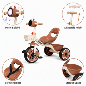 <span class=keywords><strong>Triciclo</strong></span> para niños pequeños con música y luces, <span class=keywords><strong>triciclo</strong></span> infantil en 3 colores, juguete para montar para bebés, OEM personalizado - Product Image 6