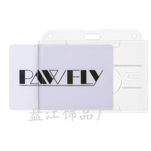 Hard plastic PC dual-card slot horizontal and vertical bus card <b>holder</b> PS transparent name badge/<b>ID</b> card with thumb slot - Product Image 3