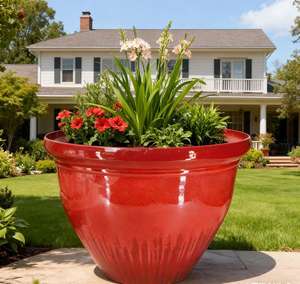 Оптовые глянцевые текстурированные кашпо под керамику, 20 дюймов, с дренажным отверстием, для дома и сада, для использования в помещении и на улице - Product Image 6