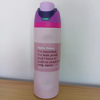 Bouteille d'eau sport isotherme en acier inoxydable violet clair de 19 oz avec paille intégrée, poignée et bouchon à bec verseur – Idéale pour le cyclisme et les voyages