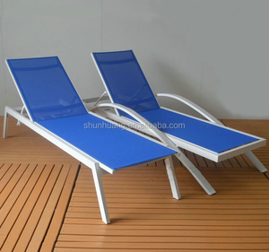 Arden-<span class=keywords><strong>tumbona</strong></span> de tela negra con marco de aluminio, muebles de playa - Product Image 5
