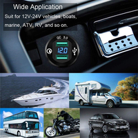 Adaptateur de voiture standard d'origine double QC3.0 Ports USB chargeur de voiture rapide avec voltmètre numérique à LED