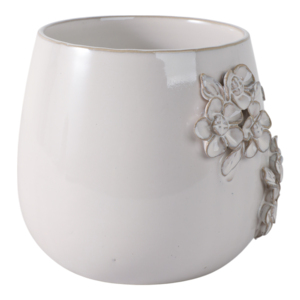 Vaso in Ceramica con Design Floreale Classico e Dettagli Floreali in Rilievo per Piante da Interno e Succulente - Product Image 3