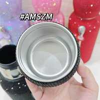 1300ml Bling Strass Thermos En Acier Inoxydable Double Paroi Isolé Mate Thé Flacons À Vide Bouteille D'eau Avec Cuillère