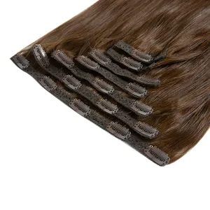 Extensão de cabelo humano grosso, 7 peças e 18 grampos de extensão de cabelo 100% remy