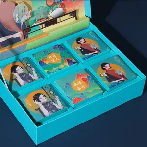 Caixa de impressão personalizada de alta qualidade para presente eid mubarak, caixa de bolo lunar para presente, 2024, 2024, alta qualidade
