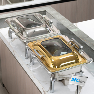 Catering de lujo <span class=keywords><strong>Buffet</strong></span> Chaffing Platos de acero inoxidable de lujo Chafing Platos Set China Square <span class=keywords><strong>Buffet</strong></span> Calentador de alimentos para Catering - Product Image 2